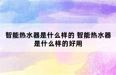 智能热水器是什么样的 智能热水器是什么样的好用